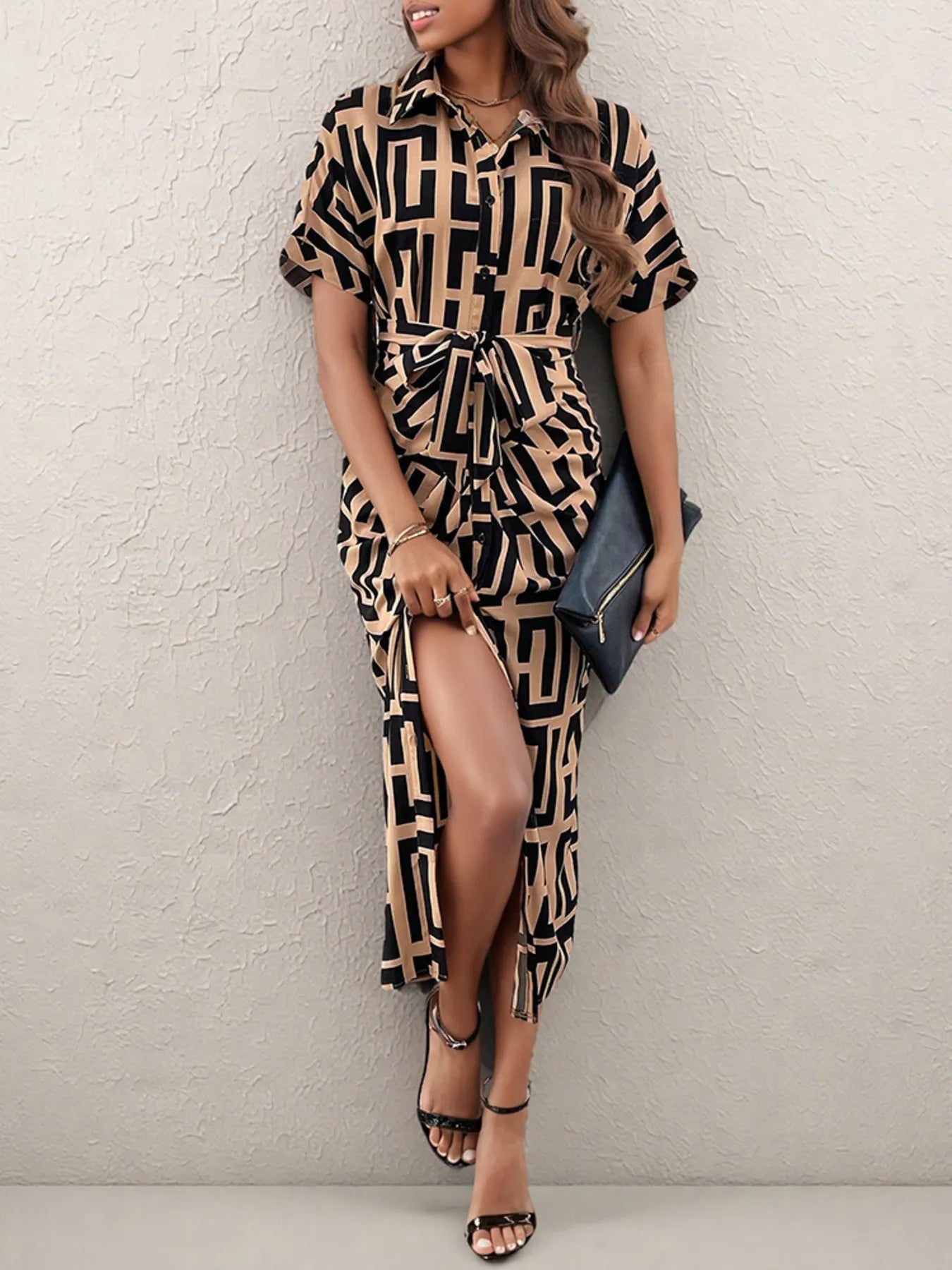 Belted Midi Dress - The Nicole - Tayan Dress Co.