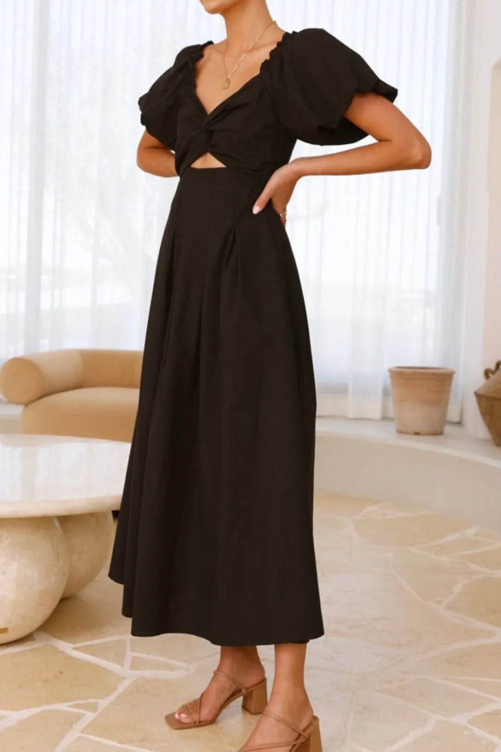 Sweetheart Neck Puff Sleeve Dress - TNT Dress Co.