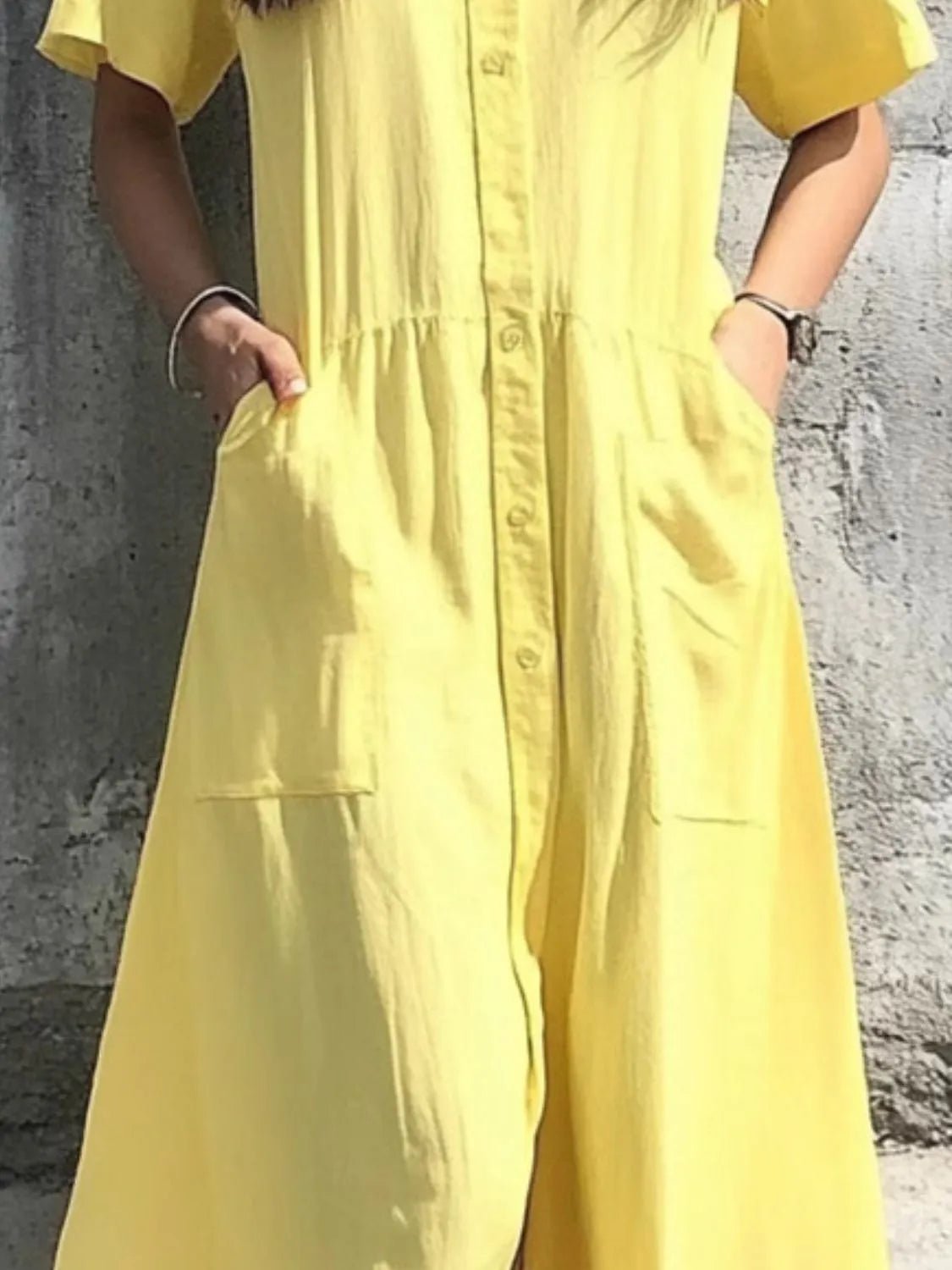 Button Front Short Sleeve Midi Dress - TNT Dress Co.