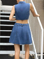Sleeveless Button Down Denim Dress - The Nicole - Tayan Dress Co.