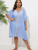Crochet Trim V - Neck Beach Cover Up Dress - TNT Dress Co.