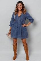 Long Sleeve Denim Dress - The Nicole - Tayan Dress Co.