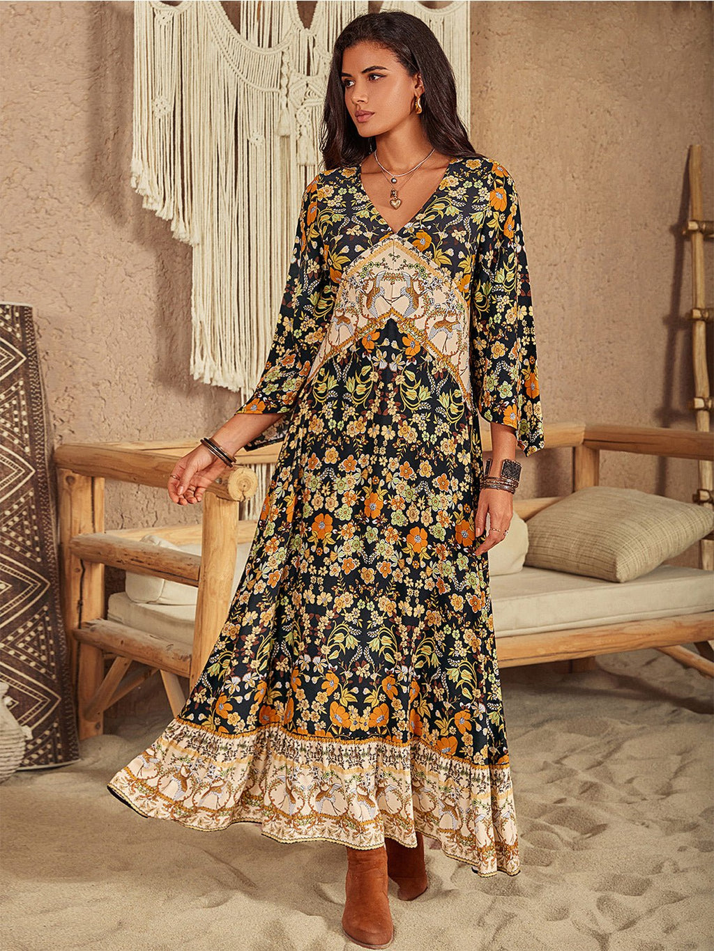 V - Neck Midi Dress - The Nicole - Tayan Dress Co.