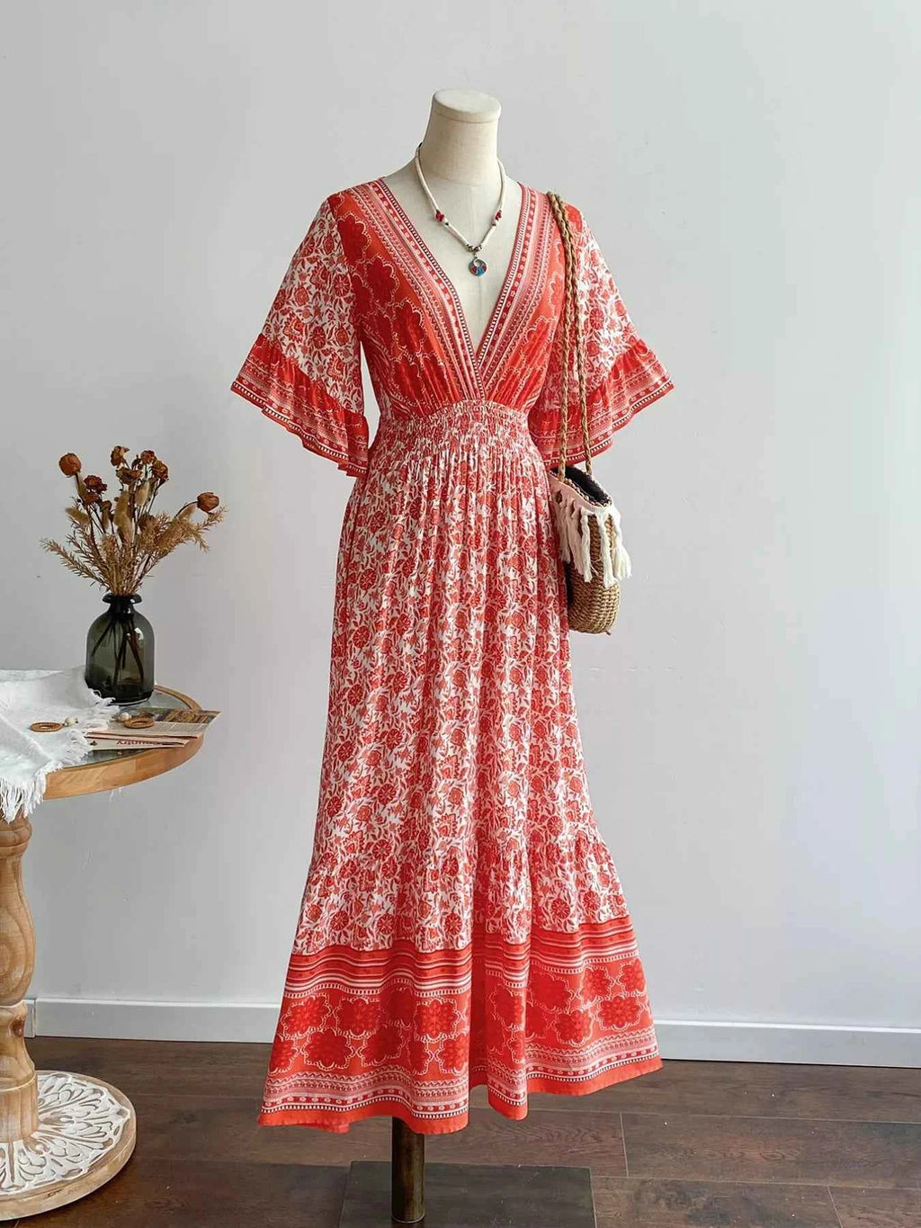 V-Neck Long Sleeve Dress