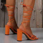 Lace - Up Heel Sandals - The Nicole - Tayan Dress Co.