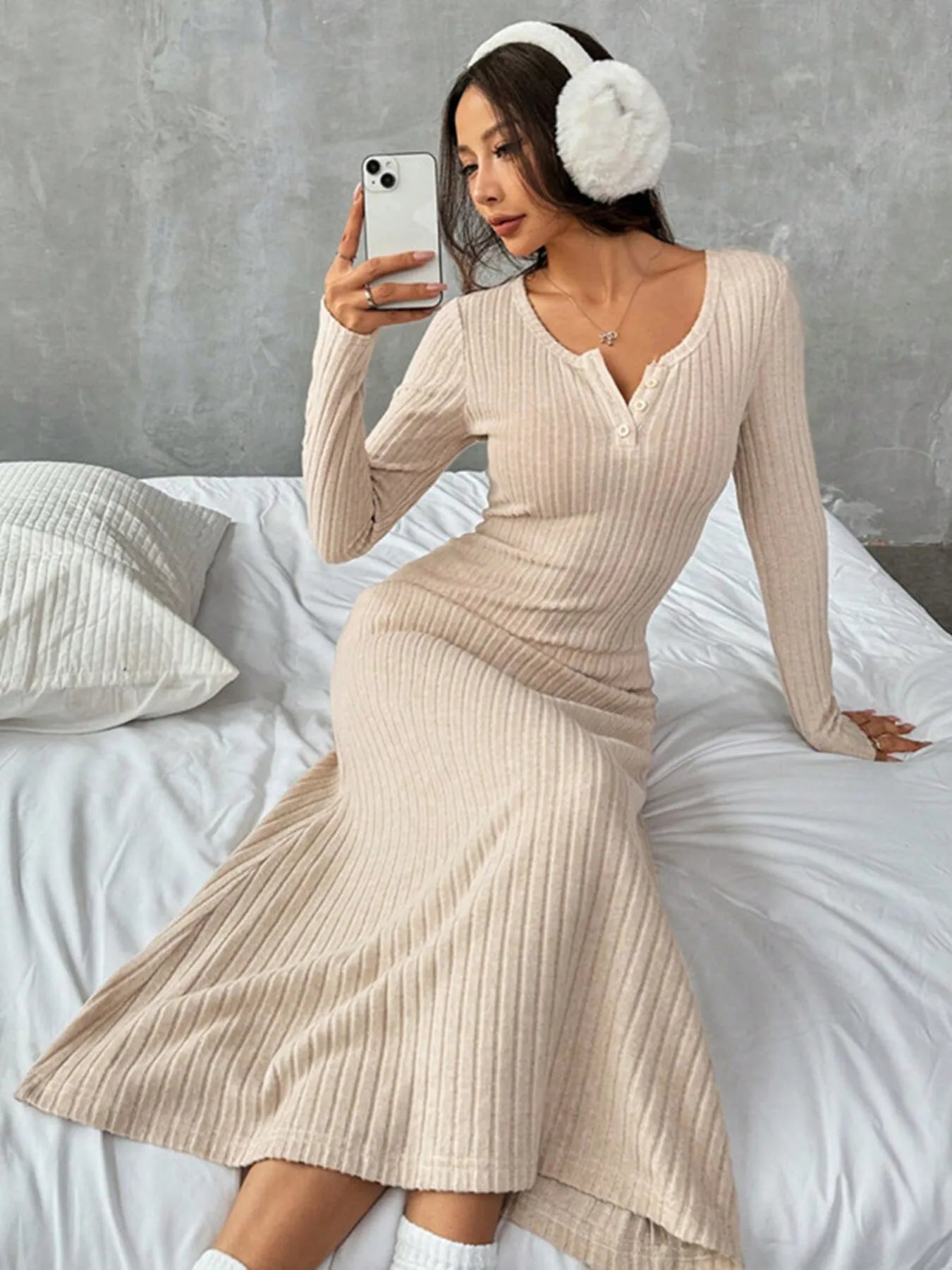 Long Sleeve Knit Dress - The Nicole - Tayan Dress Co.