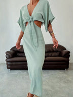 Tie Front Maxi Dress - The Nicole - Tayan Dress Co.