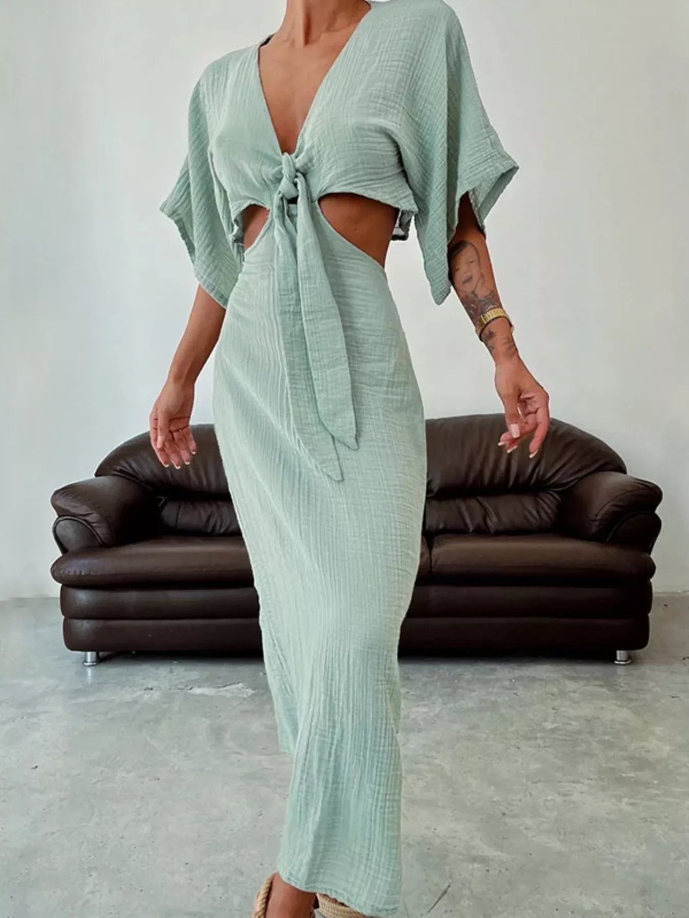 Tie Front Maxi Dress - The Nicole - Tayan Dress Co.