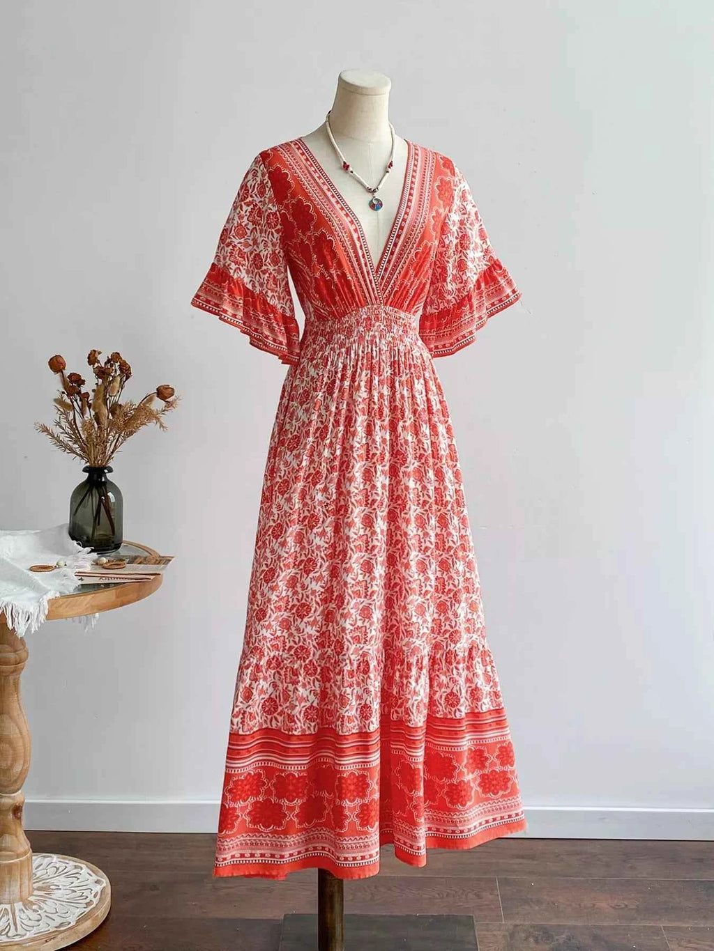 V-Neck Long Sleeve Dress