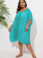 Crochet Trim V - Neck Beach Cover Up Dress - TNT Dress Co.