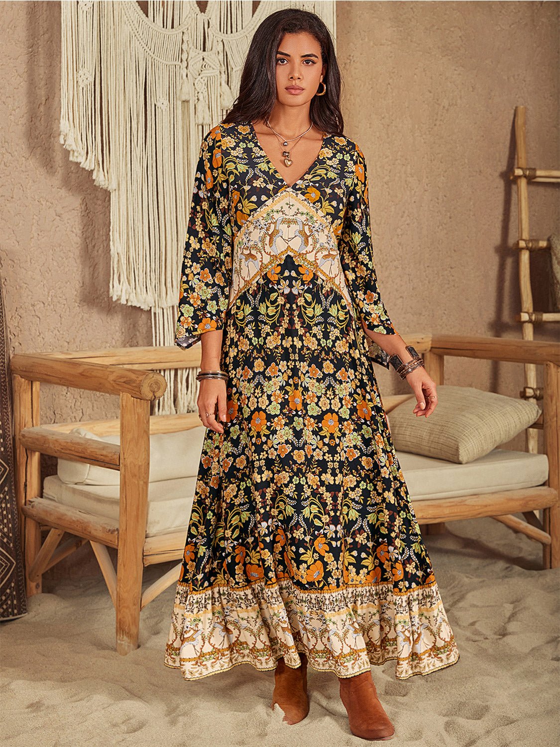 V - Neck Midi Dress - The Nicole - Tayan Dress Co.