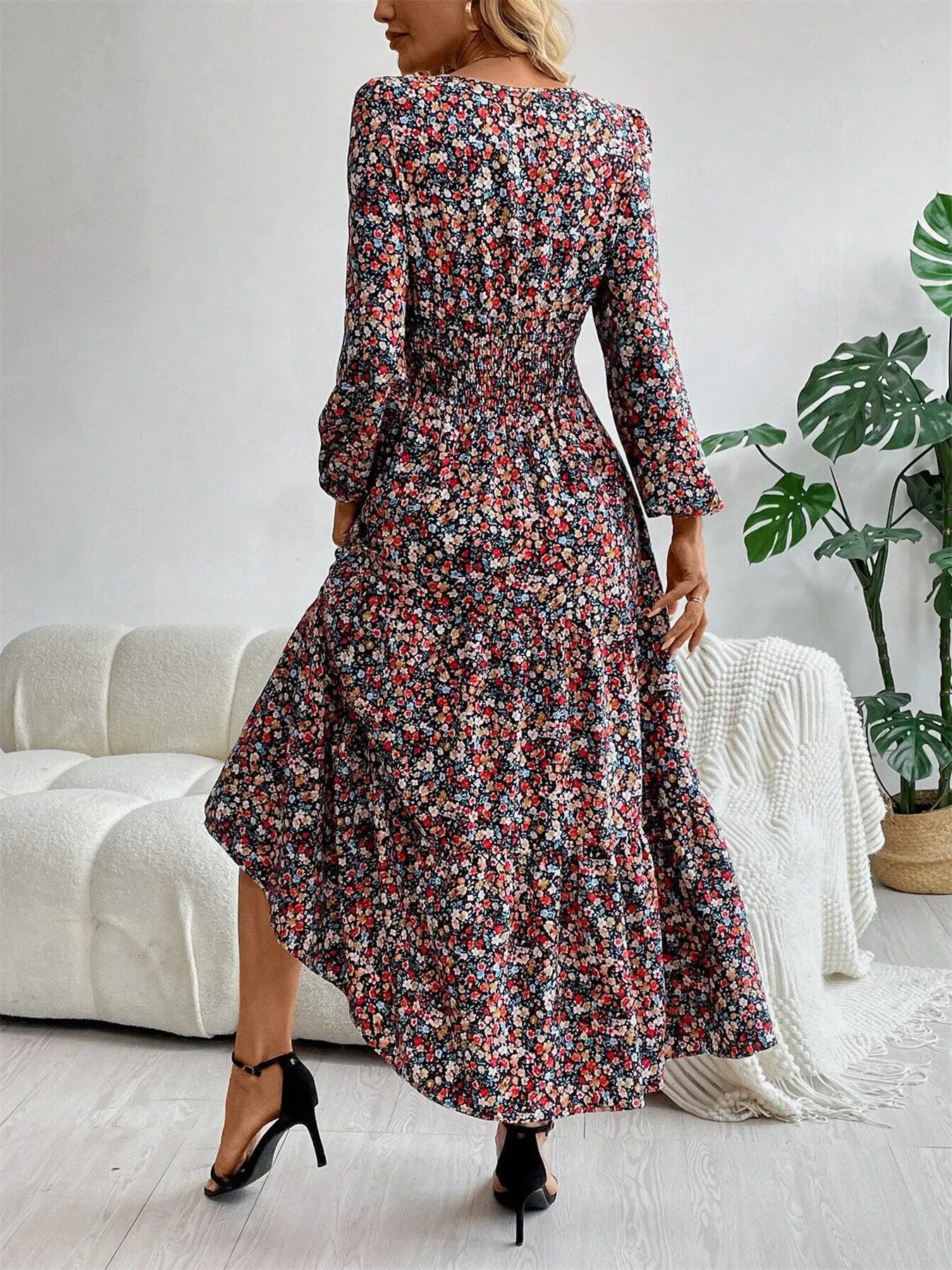 V - Neck Long Sleeve Dress - The Nicole - Tayan Dress Co.