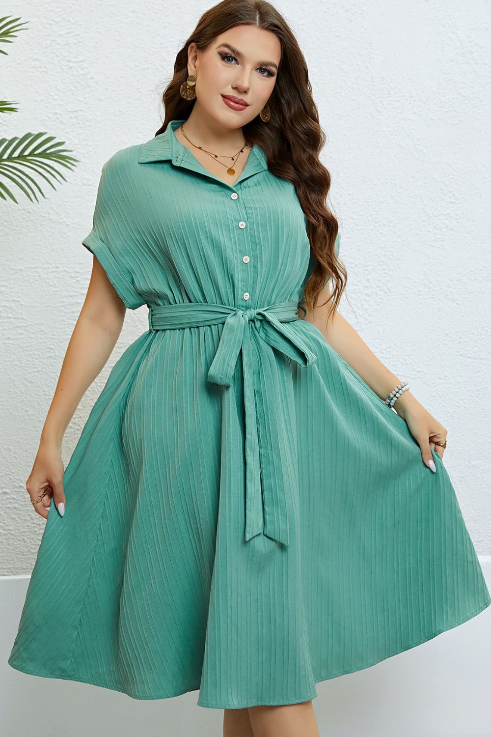 Honey Tie - Waist Button - Down Shirt Dress - TNT Dress Co.