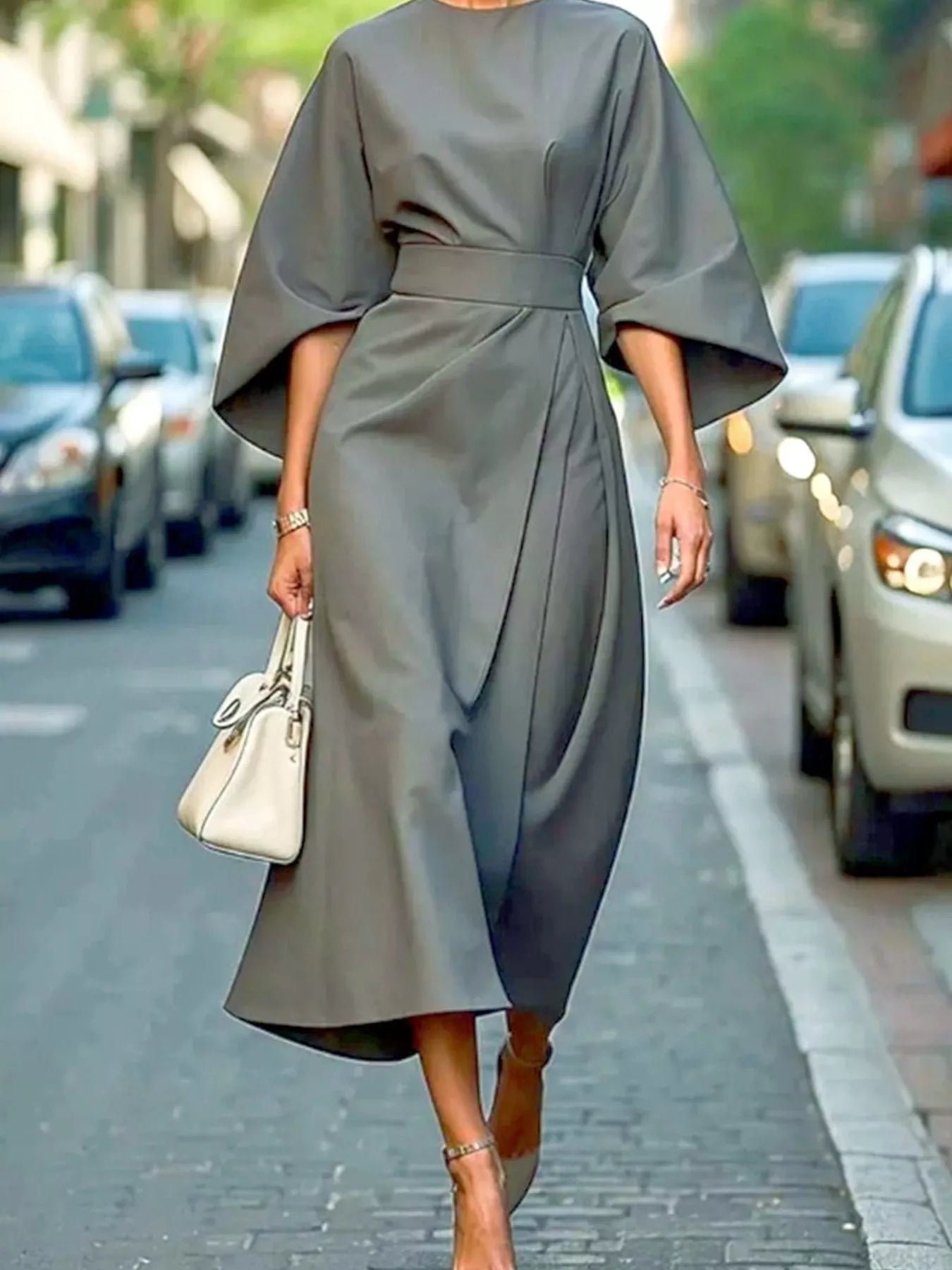 Round Neck Sleeve Dress - The Nicole - Tayan Dress Co.
