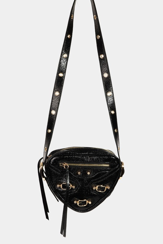 PU Leather Geometric Triangle Crossbody Bag - TNT Trends 