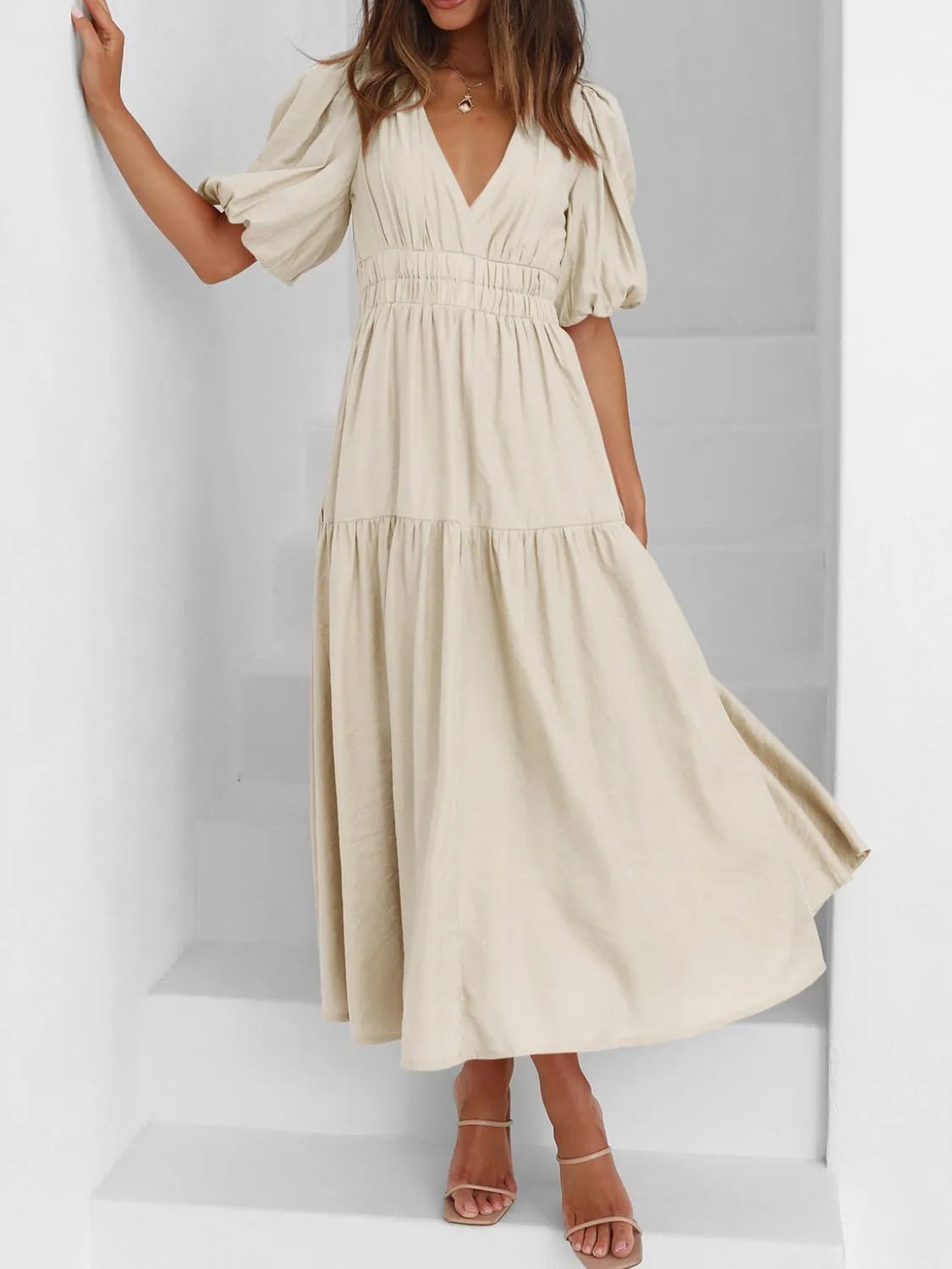 V - Neck Midi Dress - The Nicole - Tayan Dress Co.