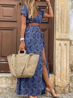 V - Neck Short Sleeve Maxi Dress - The Nicole - Tayan Dress Co.
