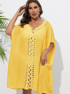 Crochet Trim V - Neck Beach Cover Up Dress - TNT Dress Co.