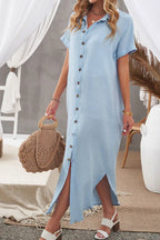 Button Down Short Sleeve Shirt Dress - TNT Dress Co.