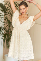 ADORA Tie Back V - Neck Ruffle Sleeve Dress - TNT Dress Co.