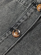 Wide Strap Button Down Denim Overall Dress - TNT Dress Co.