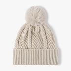 Cable Knit Solid Color Hat with Pompom - The Nicole - Tayan Dress Co.