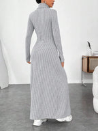 Ribbed Turtleneck Long Sleeve Maxi Knit Dress - The Nicole - Tayan Dress Co.