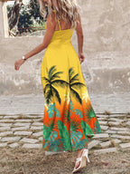 Feather Print Spaghetti Strap Split Dress - TNT Dress Co.