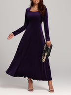 Velvet Square Neck Long Sleeve Dress - TNT Dress Co.