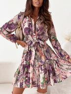 Floral Long Sleeve Dress with Ruffle Hem - TNT Dress Co.