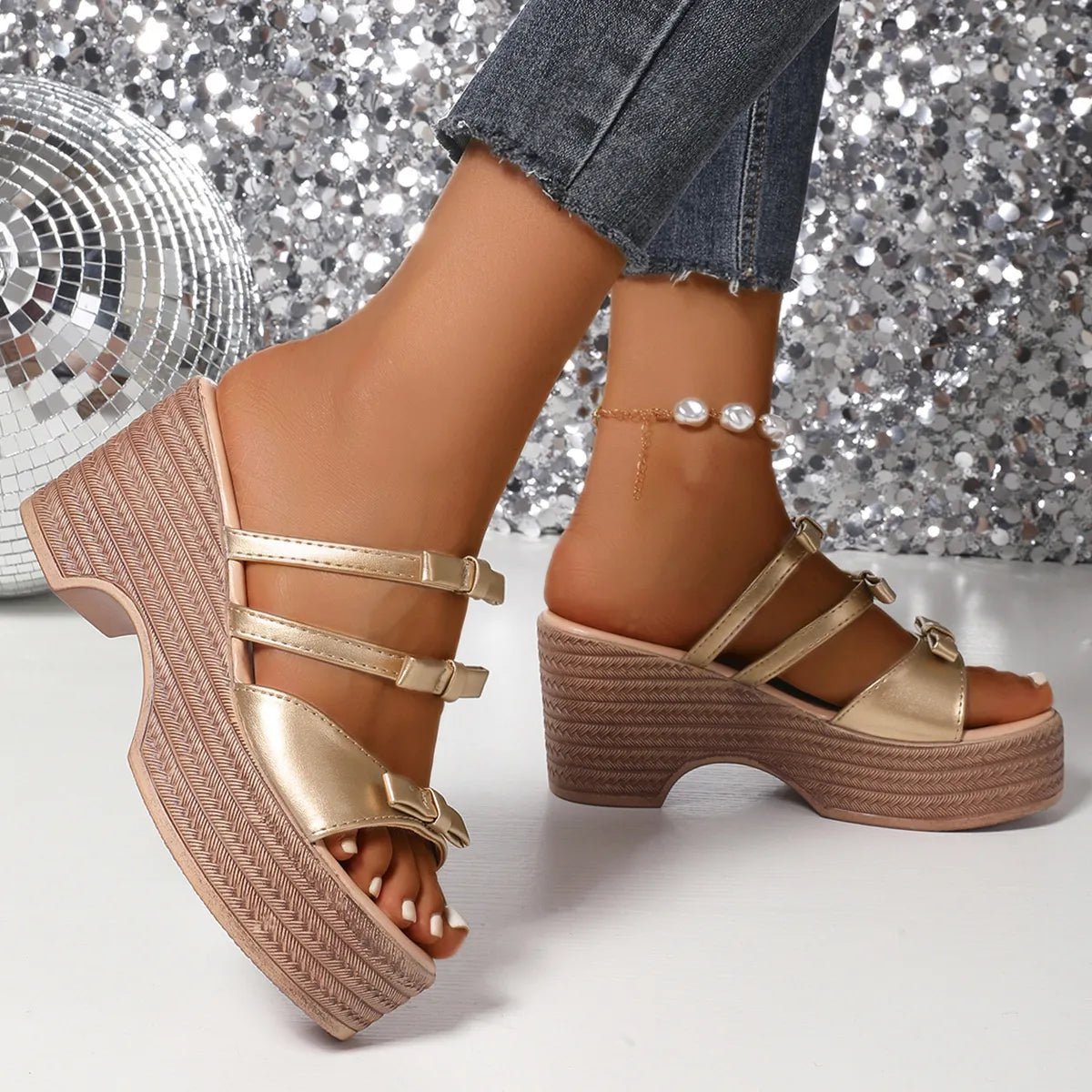 Strappy Platform Wedge Sandals - The Nicole - Tayan Dress Co.