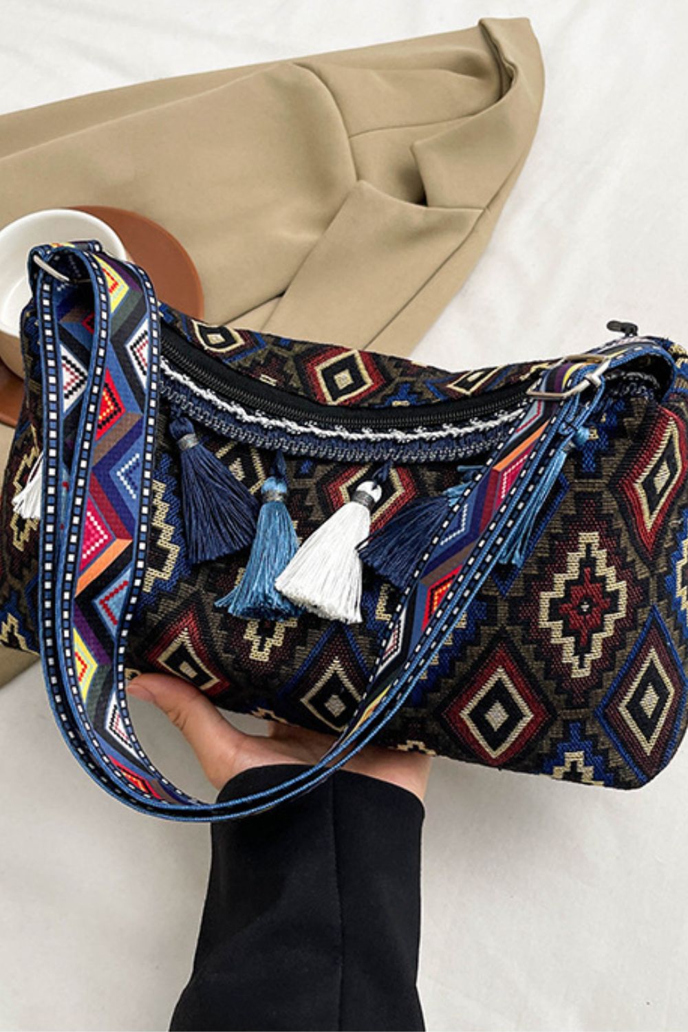 Adjustable Strap Shoulder Bag with Tassel Detail - TNT Dress Co.