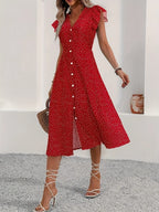 Midi Dress with Ruffle Sleeves - The Nicole - Tayan Dress Co.