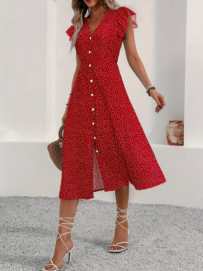 Midi Dress with Ruffle Sleeves - The Nicole - Tayan Dress Co.