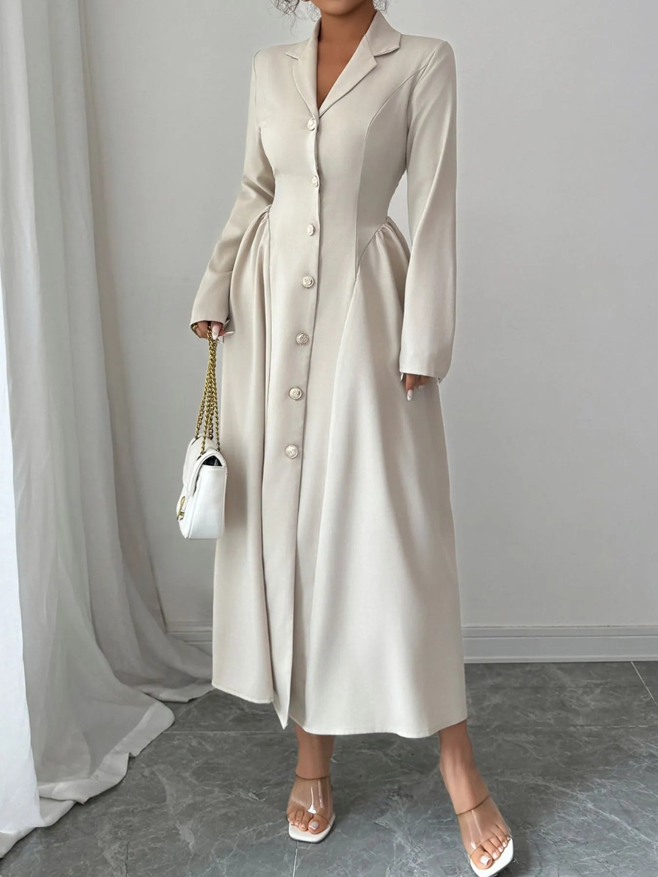 Button Down Long Sleeve Dress - The Nicole - Tayan Dress Co.