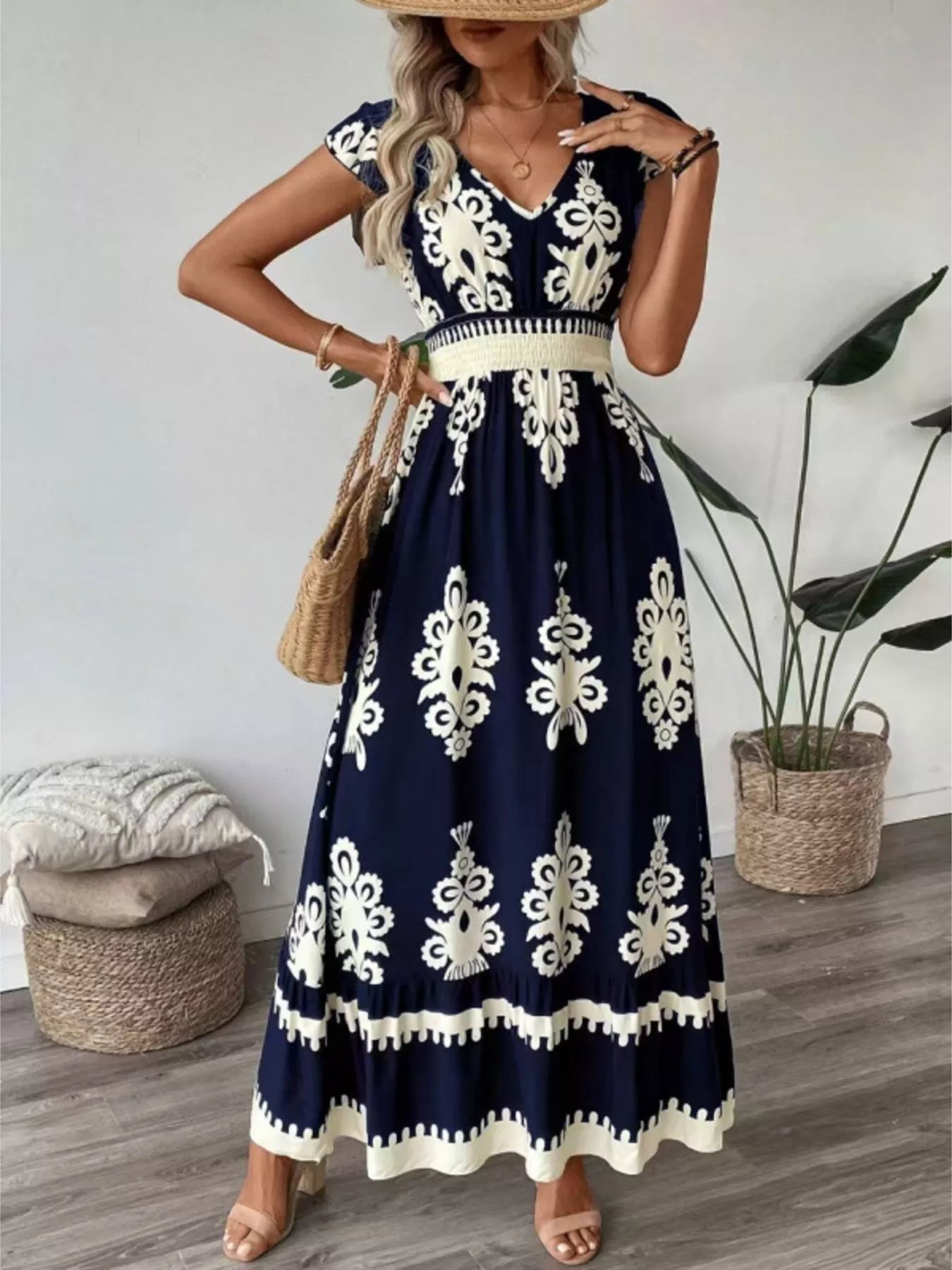 V - Neck Ruffled Sleeve Dress - The Nicole - Tayan Dress Co.