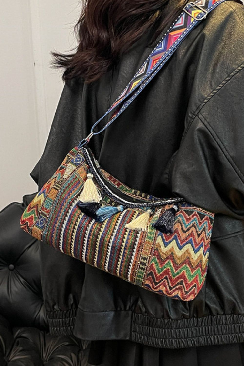 Adjustable Strap Shoulder Bag with Tassel Detail - TNT Dress Co.