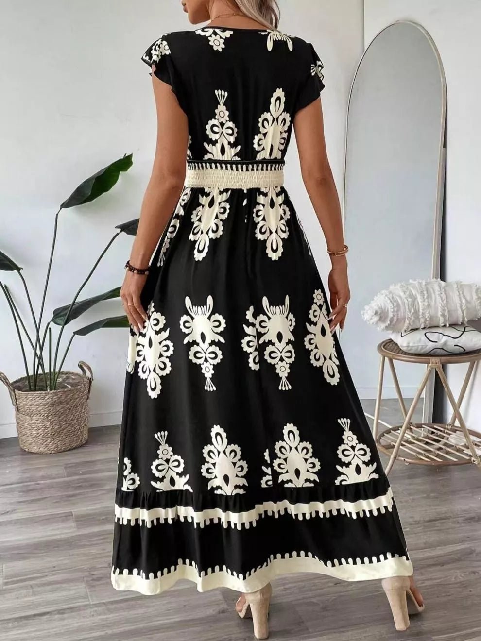 V - Neck Ruffled Sleeve Dress - The Nicole - Tayan Dress Co.