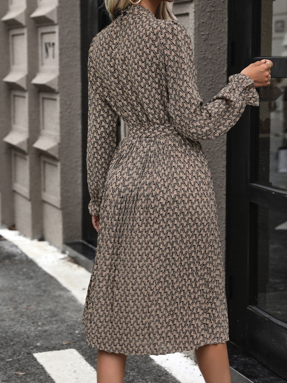 Printed Mock Neck Flounce Sleeve Mini Dress - TNT Dress Co.
