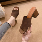 Chunky Block Heel Knit Sandals - TNT Dress Co.
