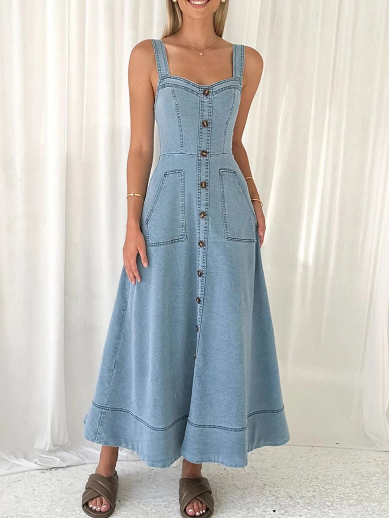 Sweetheart Denim Dress - The Nicole - Tayan Dress Co.