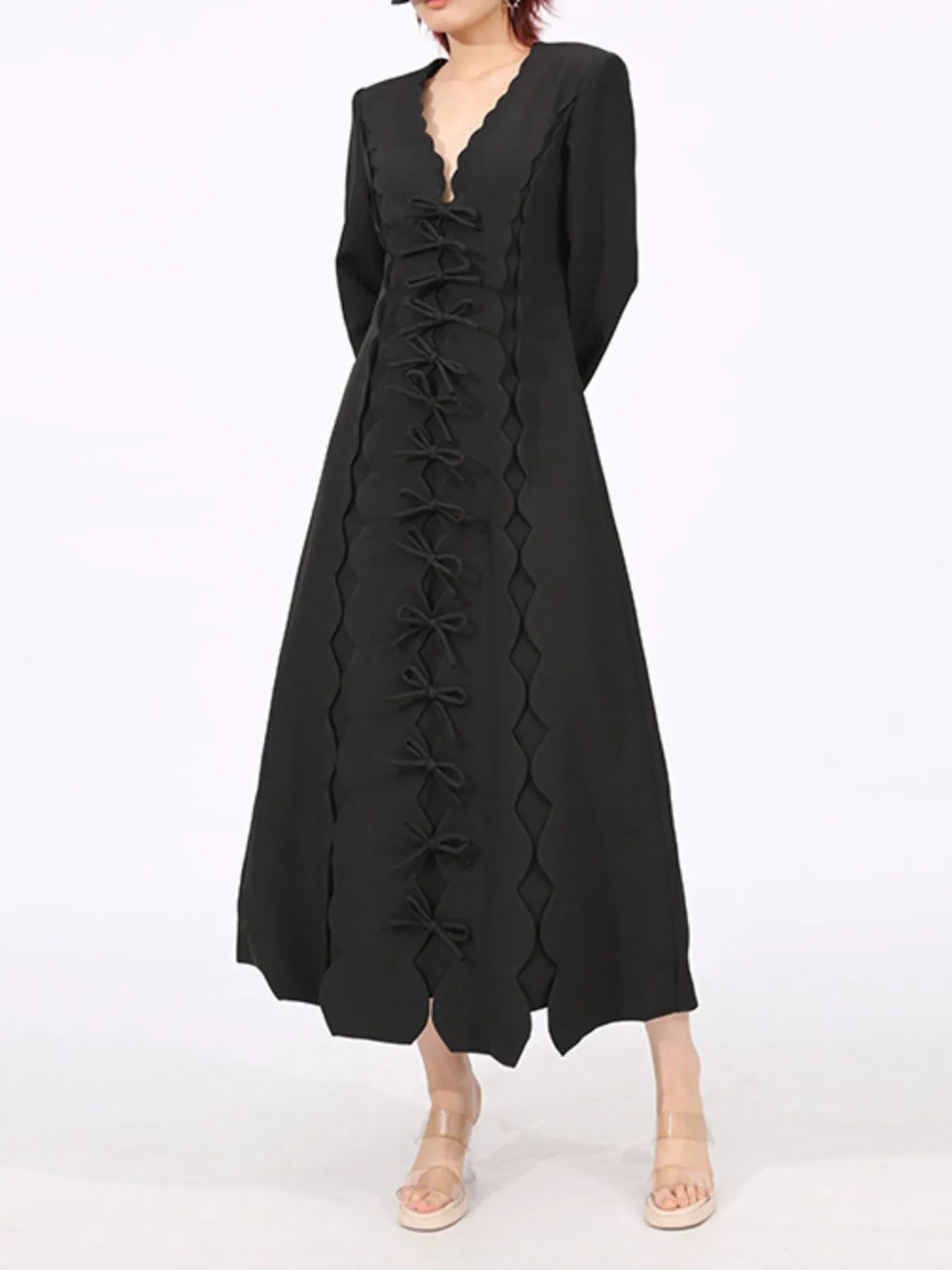Long Sleeve Front Midi Dress - The Nicole - Tayan Dress Co.