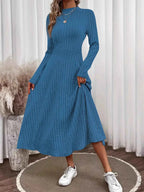 Ribbed Knit Long Sleeve Midi Dress