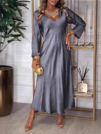 V-Neck Long Sleeve Dress