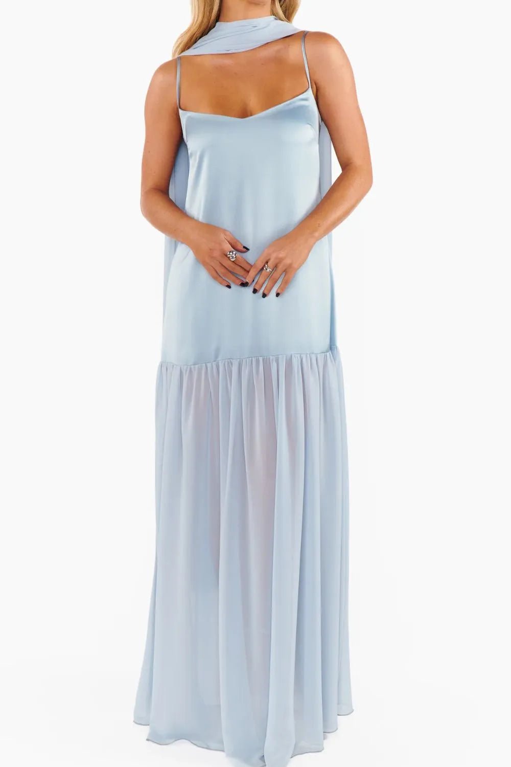 Adjustable Strap Maxi Cami Dress with Scarf - TNT Dress Co.