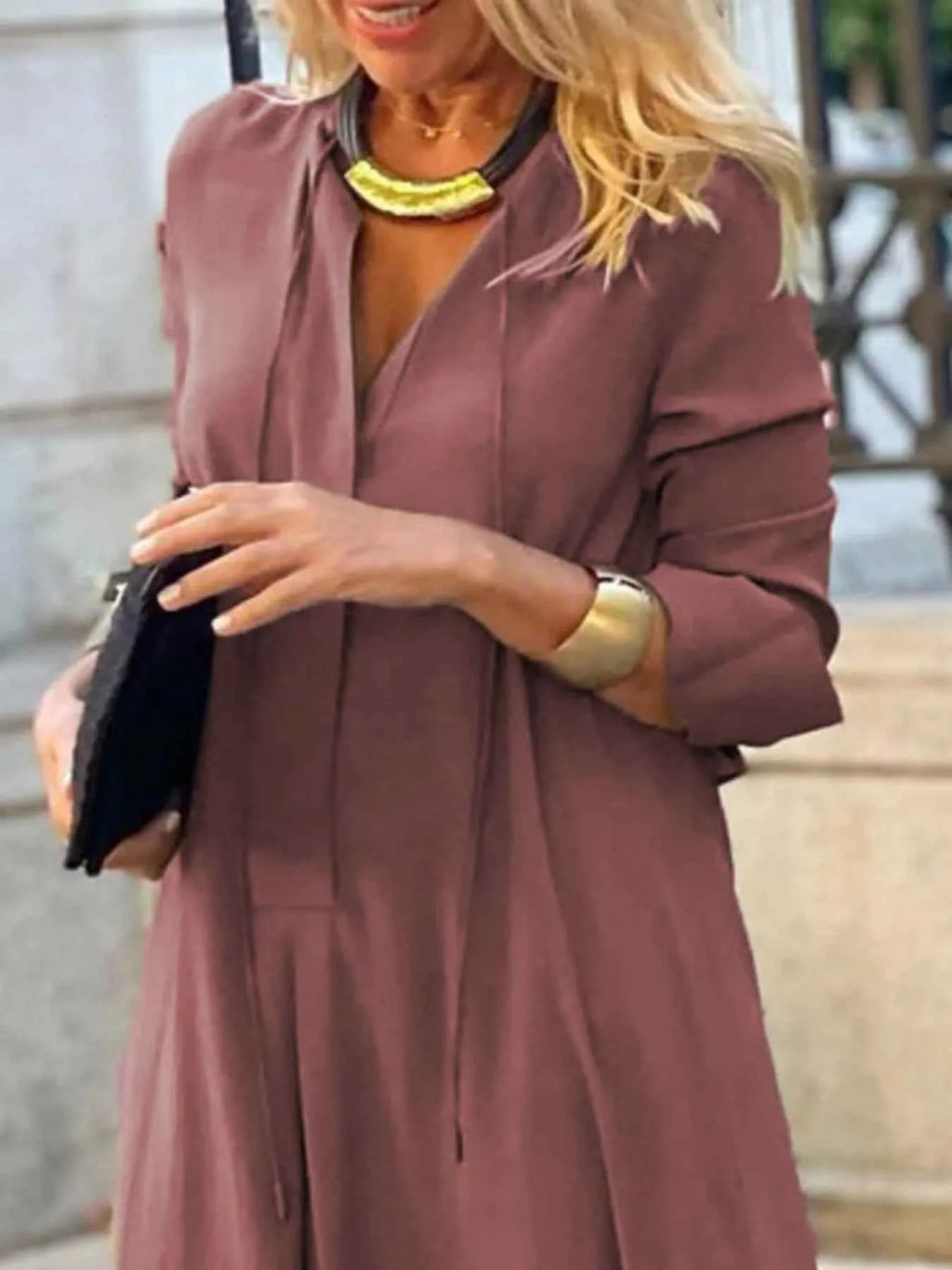 Solid Color Shirt Dress