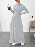 Ribbed Turtleneck Long Sleeve Maxi Knit Dress - The Nicole - Tayan Dress Co.