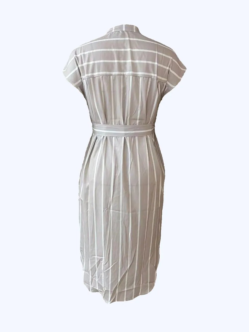 Striped Tie Waist Short Sleeve Dress - TNT Dress Co.