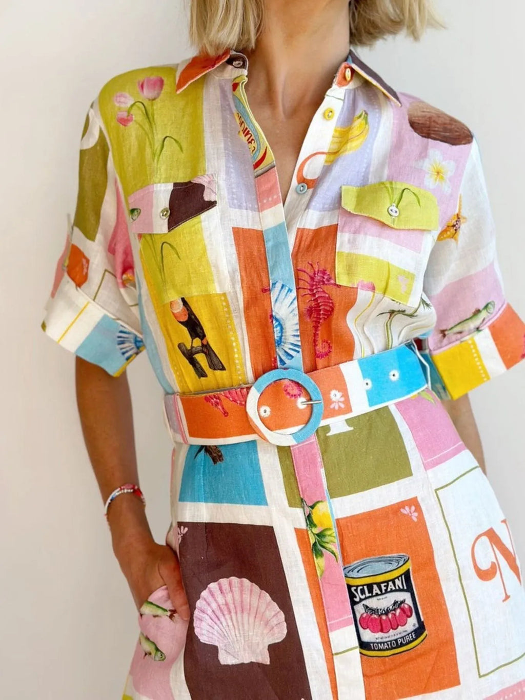 Printed Short Sleeve Shirt Dress - TNT Dress Co.