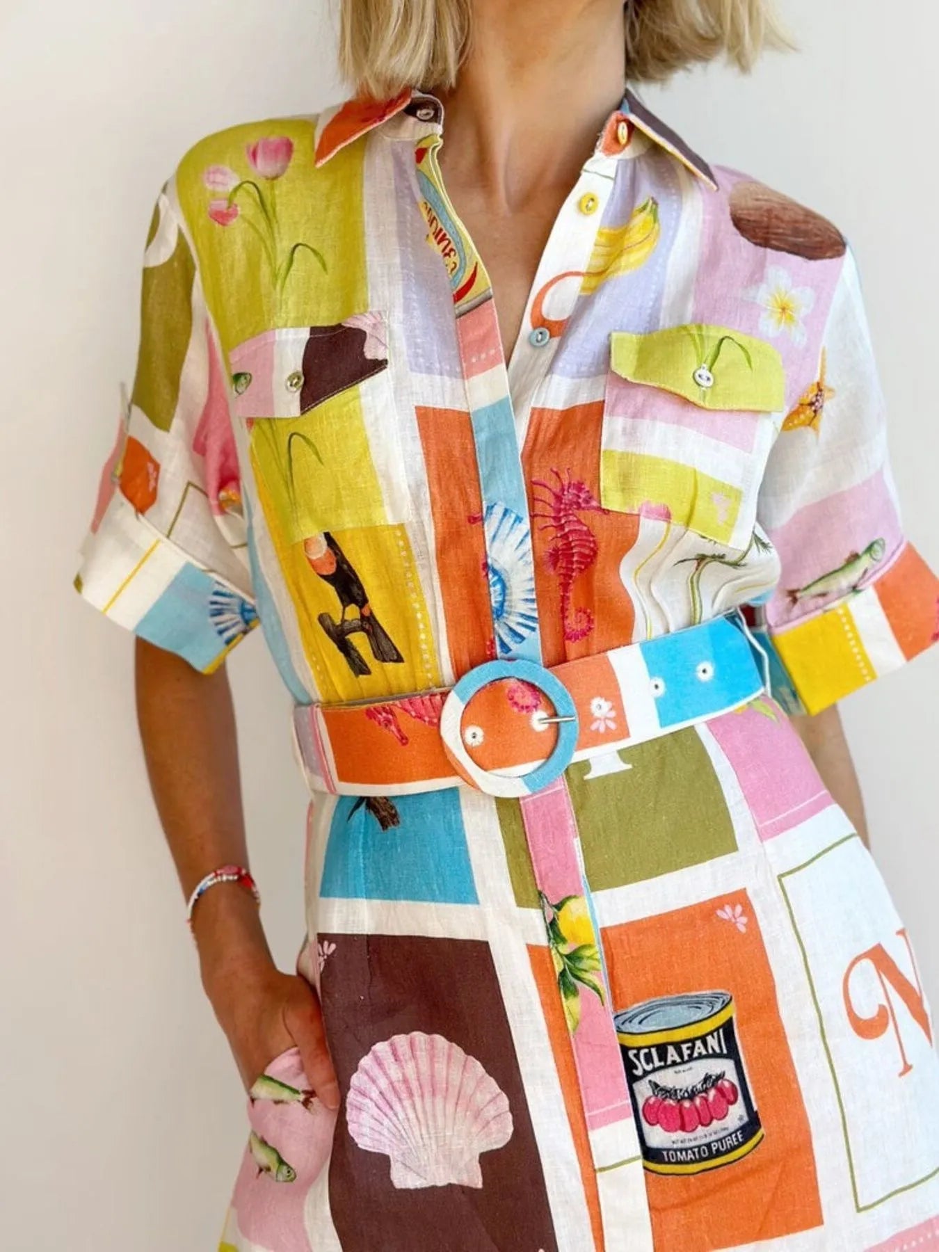 Printed Short Sleeve Shirt Dress - TNT Dress Co.